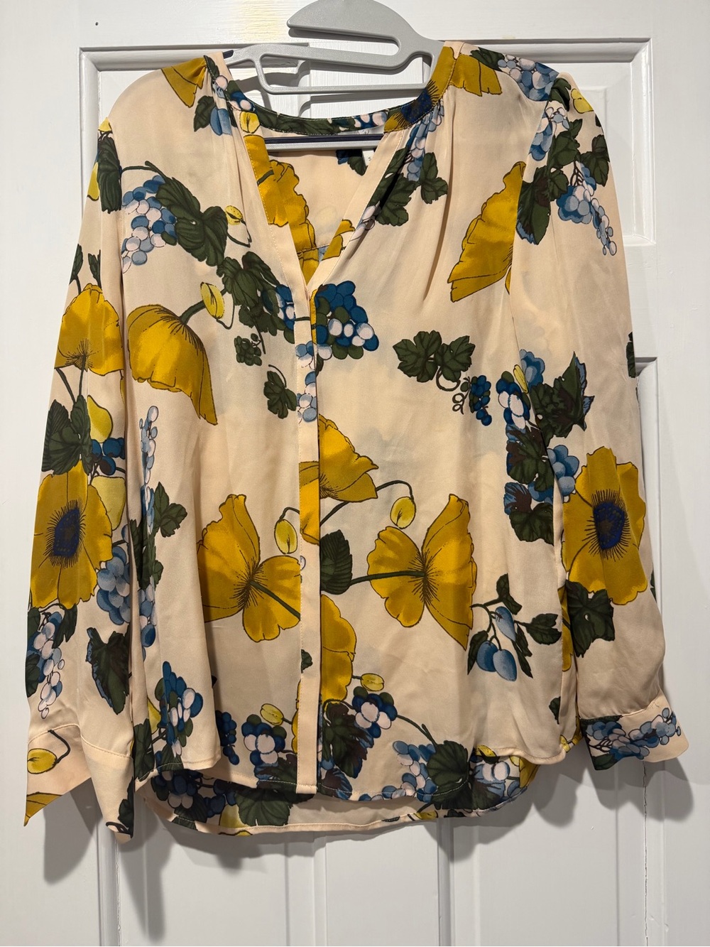 Joie Women’s Floral V-Neck Blouse - Yellow Floral small